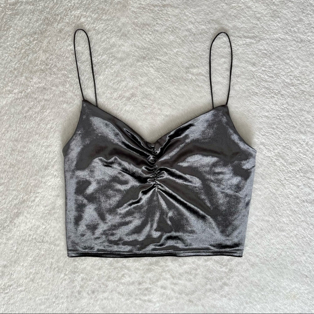 Topshop Shiny Metallic Crop Top